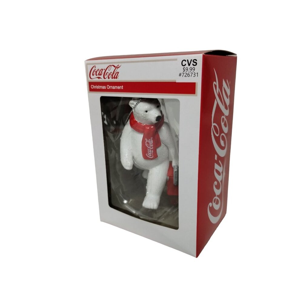 Coca Cola Polar Bear Mascot Coke 3 in Christmas Tree Ornament Kurt Adler Box Dmg